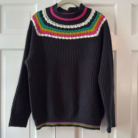 NAVY BLUE WOMEN'S BLUE PINK TEAL MULTICOLOR SWEATER FITS LIKE LARGE /EXTRA LARGE - Picture 1 of 6